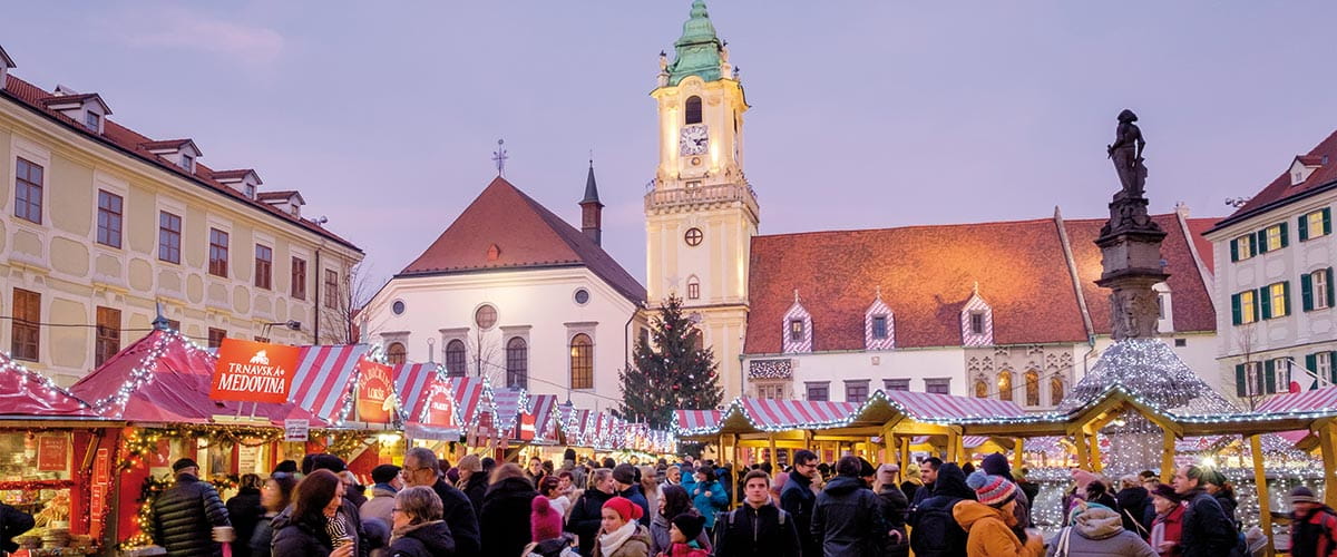 Bratislava’s Christmas Market at dusk